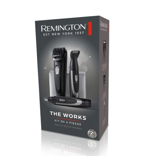 REMINGTON THE WORKS RECORTADORA DE BARBA KIT DE 6 PIEZAS MB08A