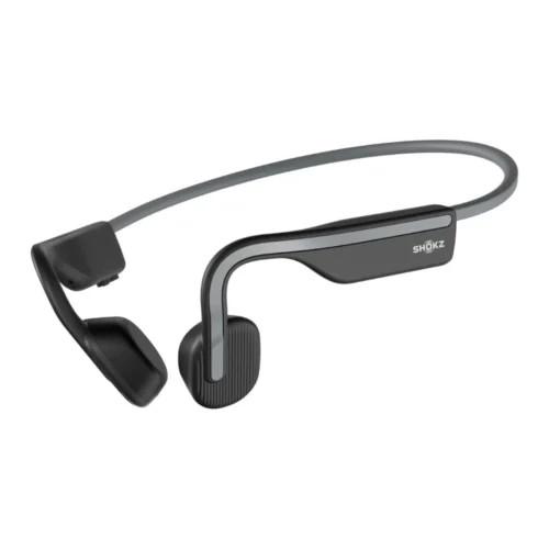 Audífonos Shokz OpenMove color gris, tecnología de conducción ósea, abiertos al ambiente, deportivos.