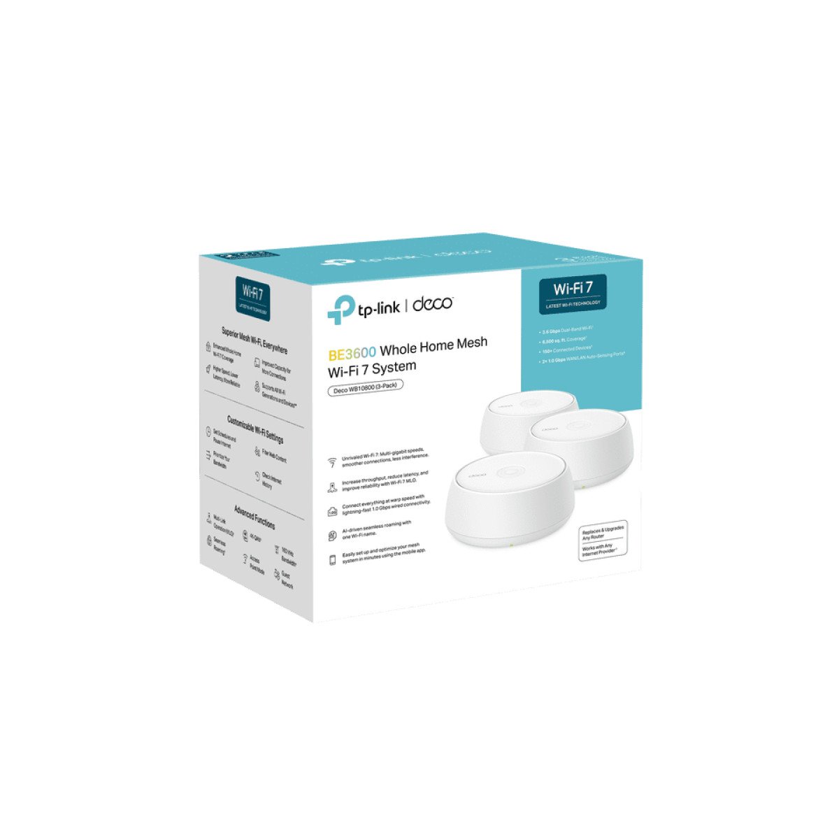 TP-LINK DECO (3-PACK) BE3600 WHOLE HOME MESH WIFI 7 BE22 TP-LINK DECO (3-PACK) BE3600 WHOLE HOME MESH WIFI 7 BE22