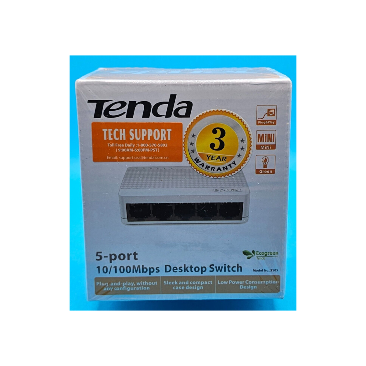 Imagen normalizada · TENDA SWITCH 5 PUERTOS 10/100MBPS S105 TENDA SWITCH 5 PUERTOS 10/100MBPS S105